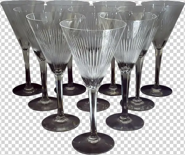 Mid Century Starburst Cut Crystal Champagne Flutes