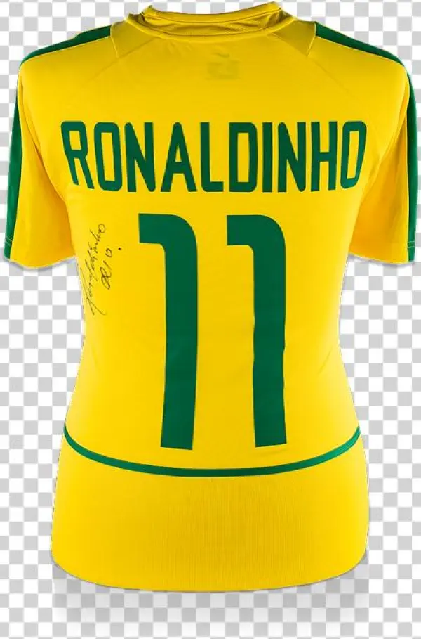 Ronaldinho Back Autographed Signed Brazil 2002 Home
