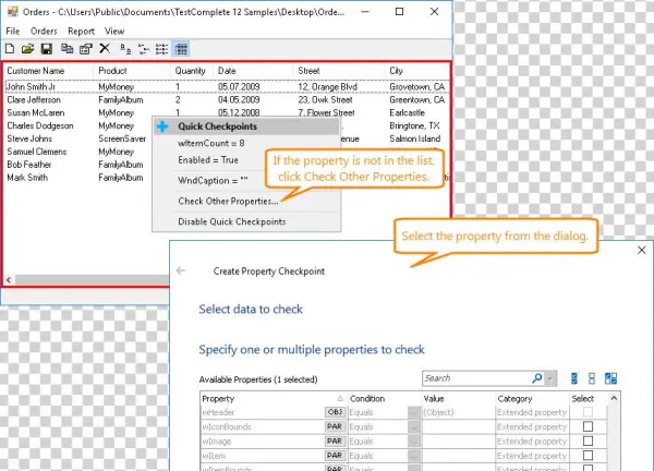 Selecting Other Properties To Check