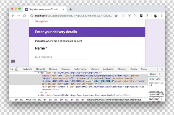 Example Of Pre-filling Inputs Of A Google Form Within