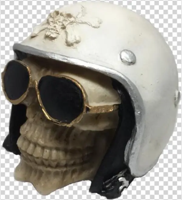 Caveira Capacete Óculos Branco