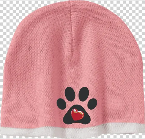 My Heart Paw Print Embroidered Beanie