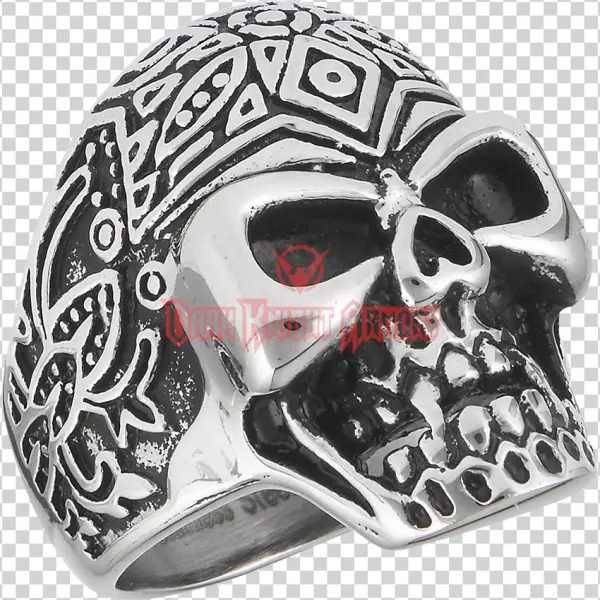 Stainless Steel Patterned Skull Ring