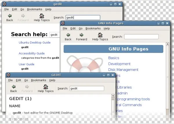 Figure 4 Search Help, View Gnu Info Files And Read