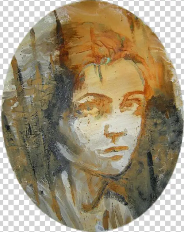Melanie Brochet Jeune Fille Toile Sur Chassis Ovale
