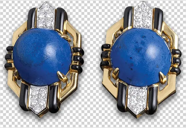 David Webb Lapis And Diamond Earrings