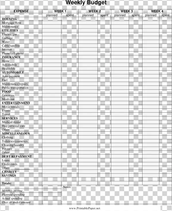 Free Weekly Budget Calendar Templates At Allbusinesstemplates - Tremolo