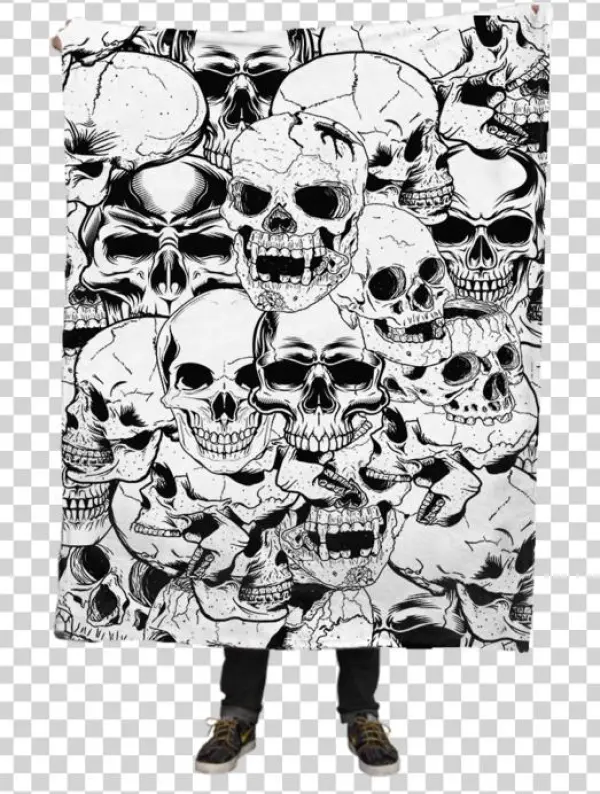 Pile Of Skulls Fleece Blanket - Illustration