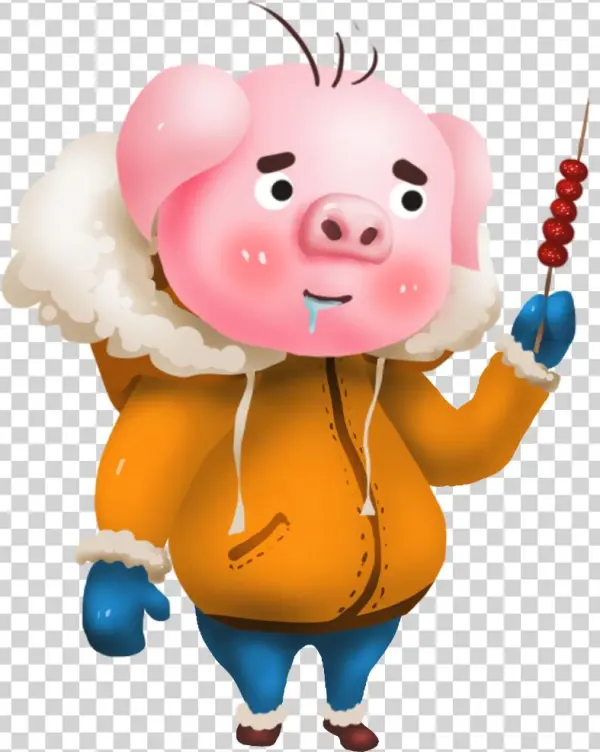 Hand Painted Pig Year Winter Commercial Png And Psd - Cartoon