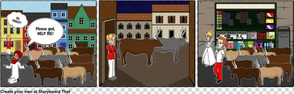 Running With Bulls - Cartoon