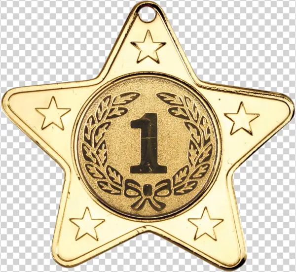 Gold 50mm Star Shaped Medal
