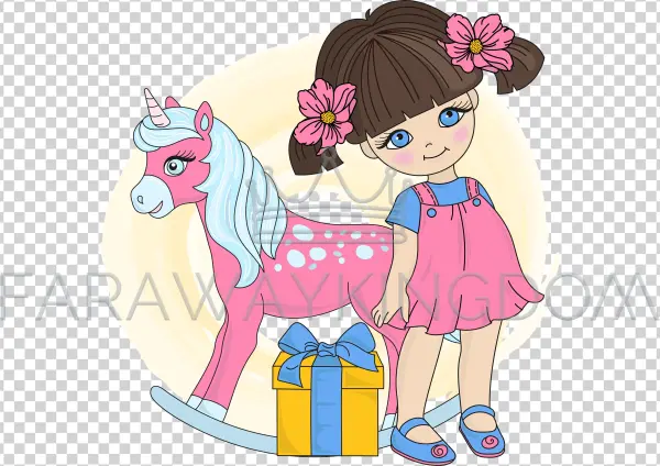 Unicorn Girl Valentine Day Cartoon Vector Illustration