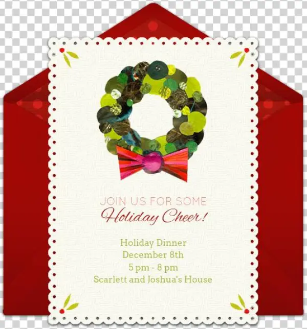 Christmas Wreath Collage Online Invitation - Circle