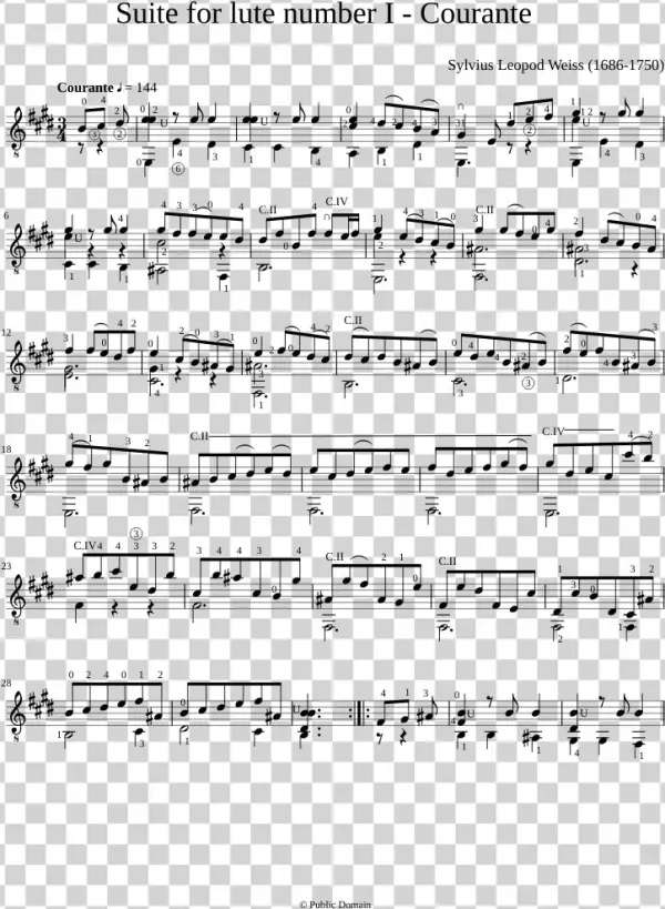 Suite For Lute Number I - Julia Florida Agustin Barrios Partitura