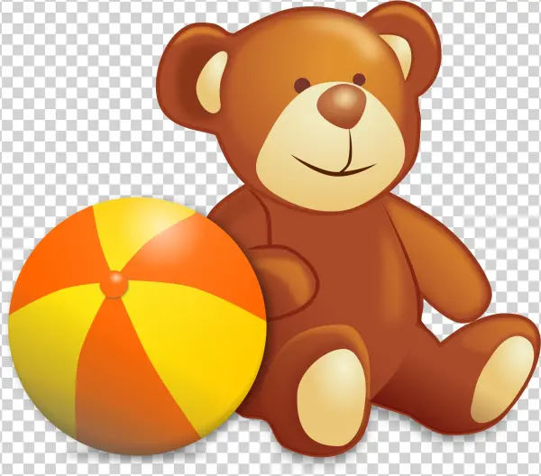 Big Image - Toy Teddy Bear And Ball Keychain, Sienna/light Salmon/gold,