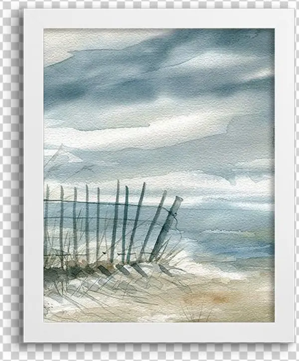 Coastal Watercolor ~ Fence - Star Creations Subtle Mist Ii By Carol Robinson Painting