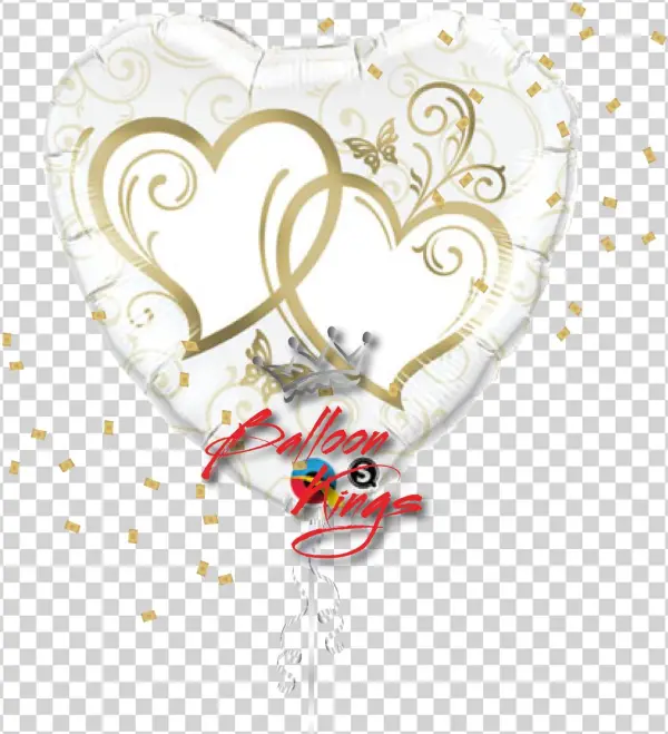 Large Entwined Gold Hearts - Qualatex 18 Inch Heart Foil Balloon - Entwined Hearts