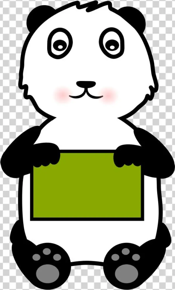 Panda Holding A Sign Clipart Png
