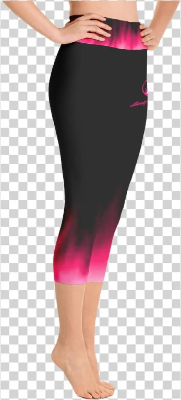 Pink Ombre Flames Yoga Capri Leggings