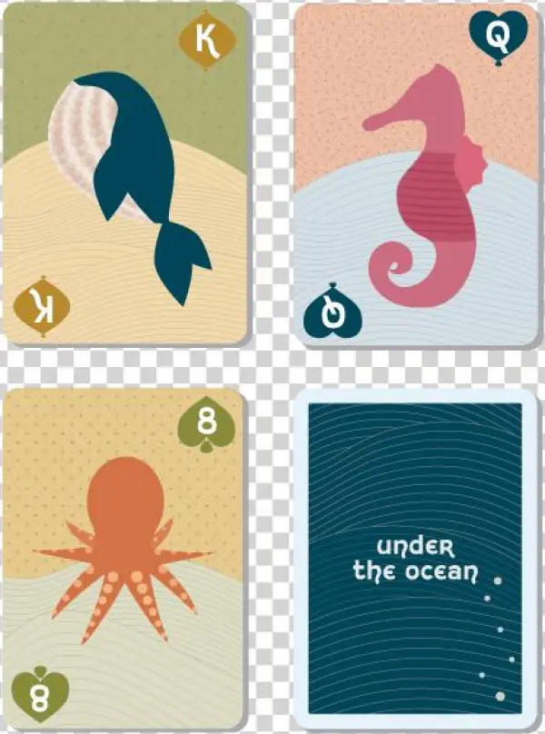 The Theme Of The Set Of Cards Is Marine Animals - Cartoon