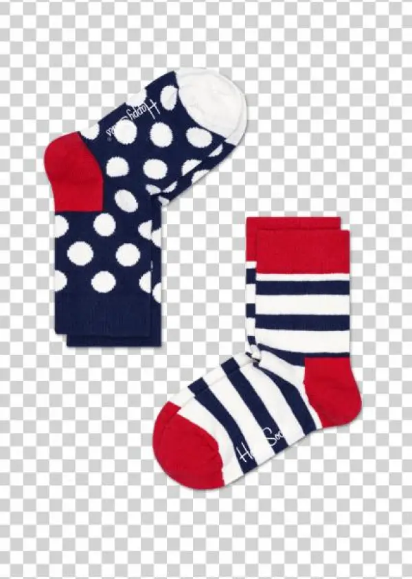 2 Pack Navy & Red Stripe Dot - Skarpetki Dziecięce