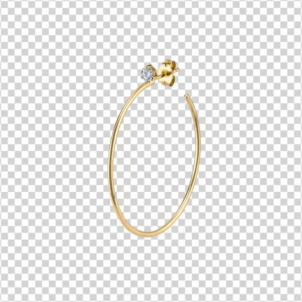 Medium Diamond Solitaire Hoop - Medium Diamond Solitaire Hoop 14k Rose Gold White Diamond