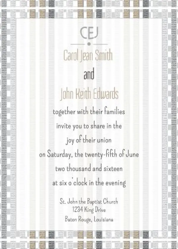 Tan And Black Striped Invitation - Document