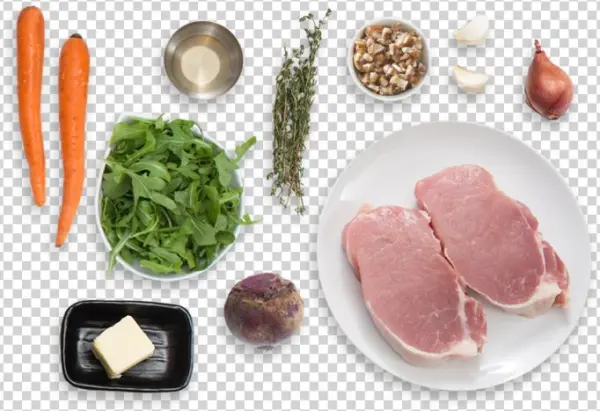 Center-cut Pork Chops With Warm Beet, Carrot & Walnut - Chef Masterpiece Mpm0282 Personalized Slate Serving