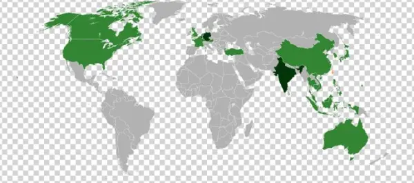Red And Blue Map Of The World