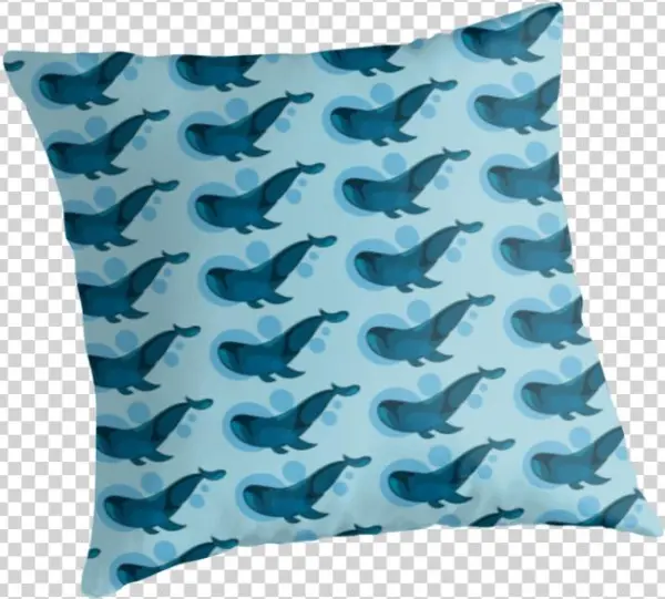 Blue Bubble Whale By Eugeniaart - Cushion