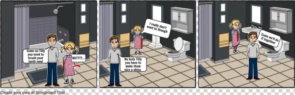 Brushing Teeth - Cartoon