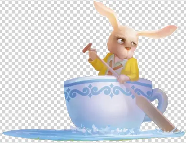 Cartoon Rabbit Pattern Element In Blue Cylinder - Cartoon