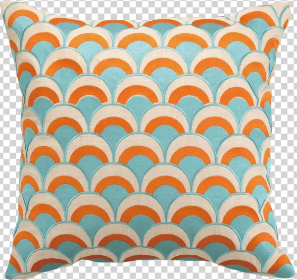 Peking Handicraft Double Arches Embroidred, Pumpkin/turquoise