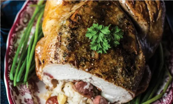 Roasted Chicken With Chorizo And Bread Stuffing With - Turducken