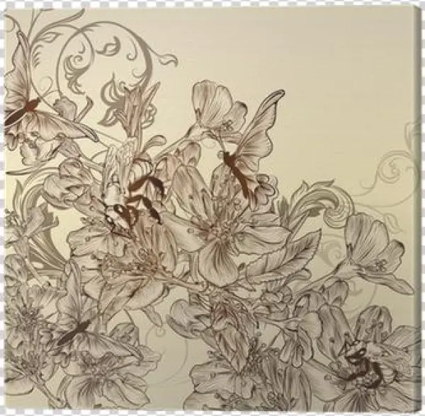 Beautiful Vector Background With Hand Drawn Flowers - Cyclamen