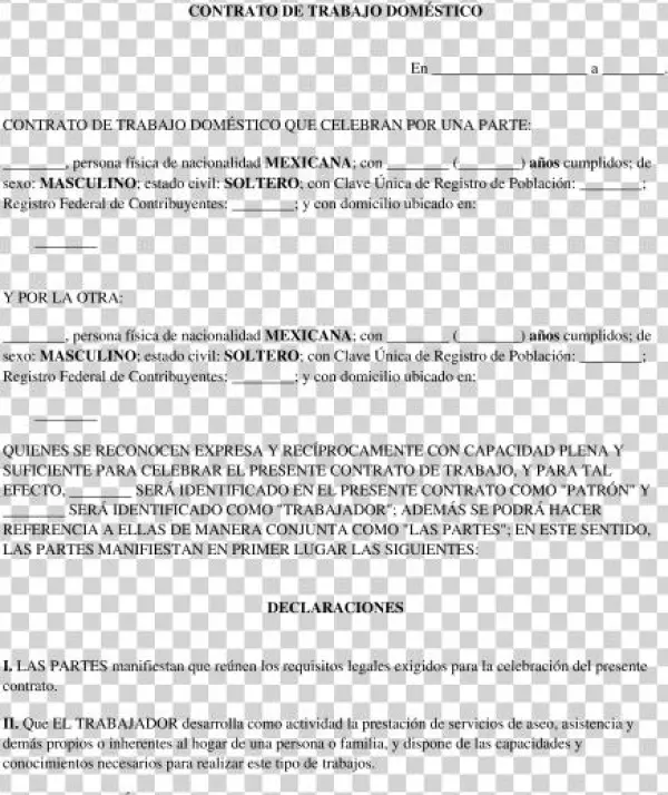 Contrato Para Empleado Del Hogar O Doméstico - Contract