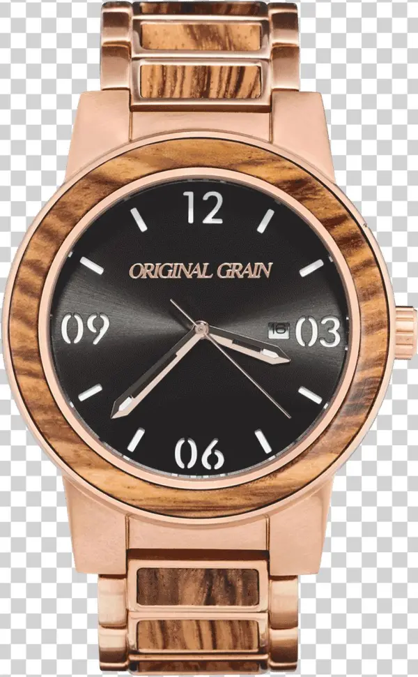 Explore Wooden Watch, 316l Stainless Steel And More - Original Grain Women's Barrel Zebra Wood Rose Gold