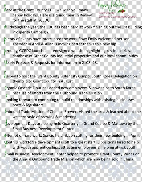 Happy Holidays From The Grant County Edc