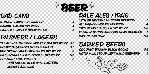 Menu P6 - Beer