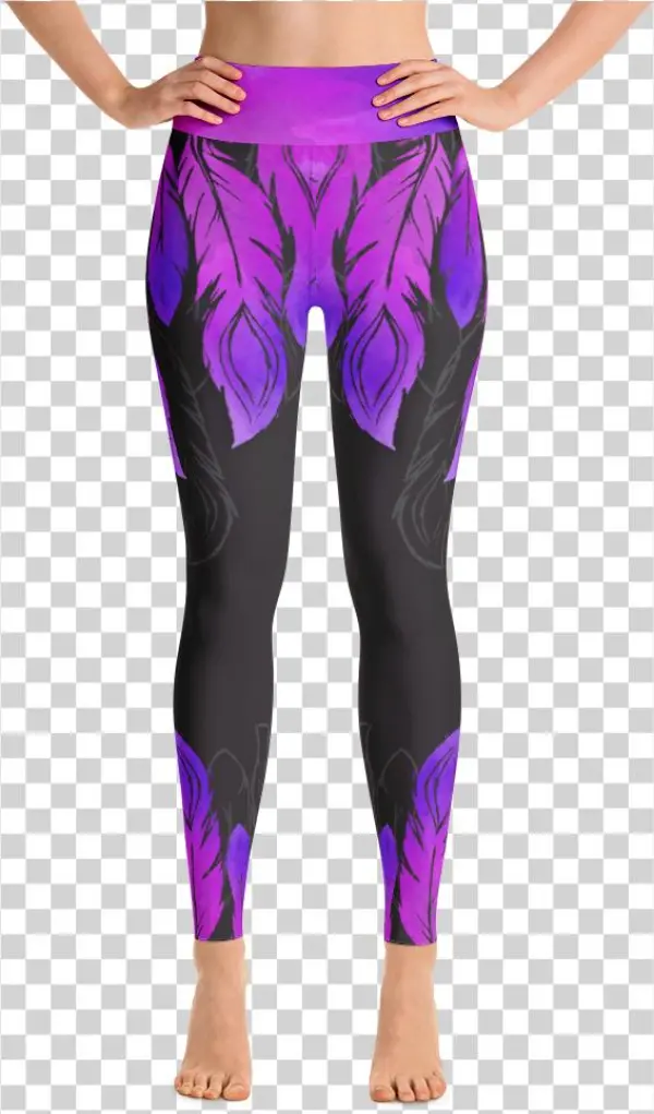 Purple Feather Yoga Leggings