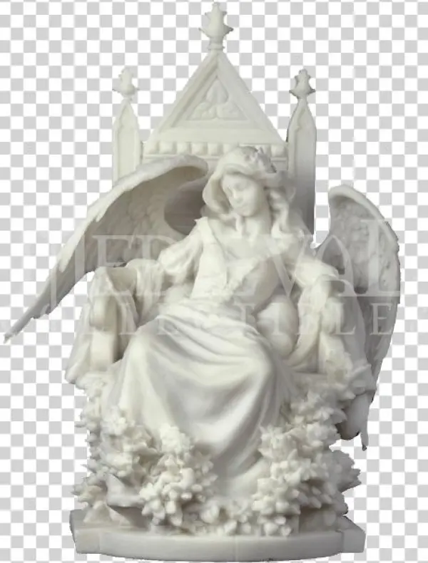 Angel Resting On A Throne Statue - Veronese White Female Gothic Angel Sleeping On Throne