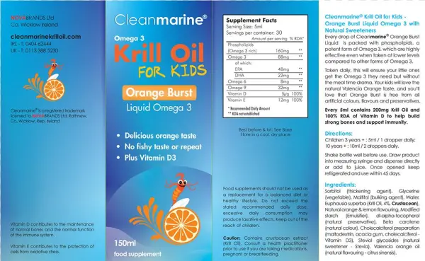 Cleanmarine Krill Oil For Kids Orange Burst Liquid
