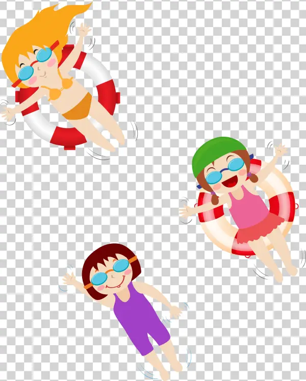 Hand Drawn Cartoon Girl Vacation Decoration Vector