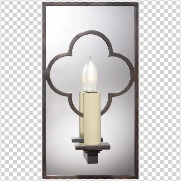 Quatrefoil Rectangle Mirrored Sconce In Bronze - Visual Comfort Bronze Suzanne Kasler Rectangular Quatrefoil