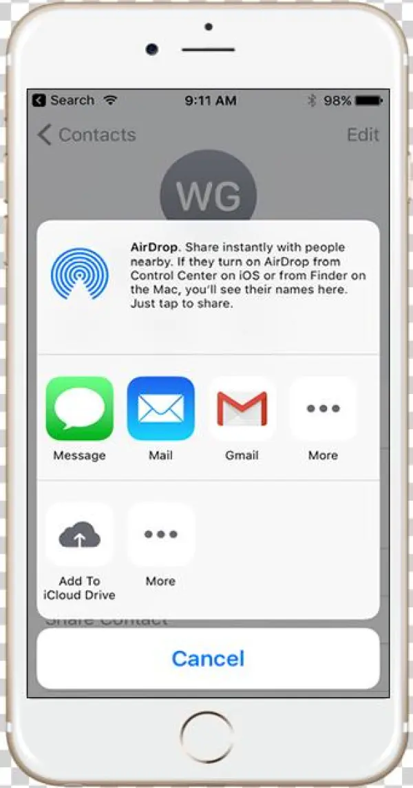 Iphone Contact Share Options