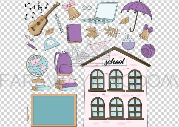 Vivat School Vector Illustration Set