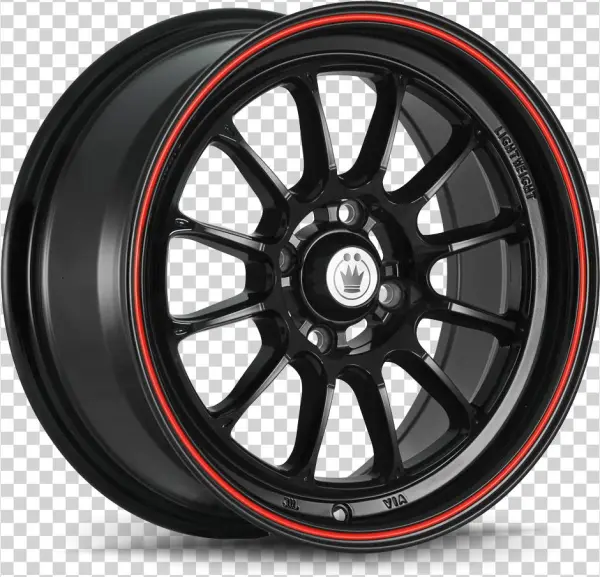 Konig Tweakd 16x7 4x100 Et40 Gloss Black W/ Red Stripe