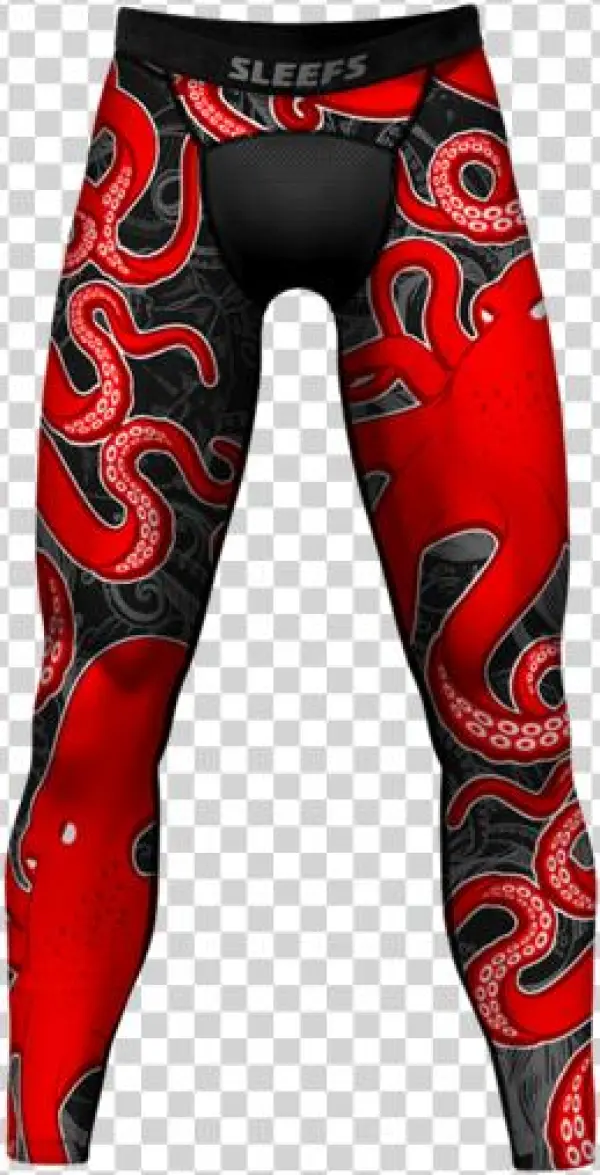 Kraken Octopus Red Black Tights For Men