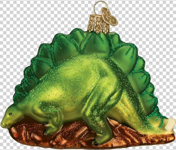 Old Word Christmas Stegosaurus Glass Ornament, Owc-old