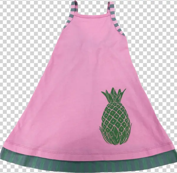Pink Pullover Dress With Pineapple Print On Lower Left